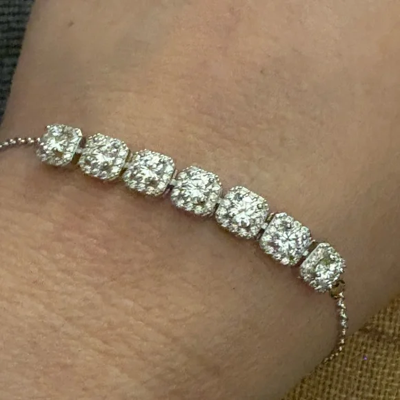 Hard to Find Solid Sterling Silver 2.1 Carat Moissanite Bracelet - Picture 4 of 7